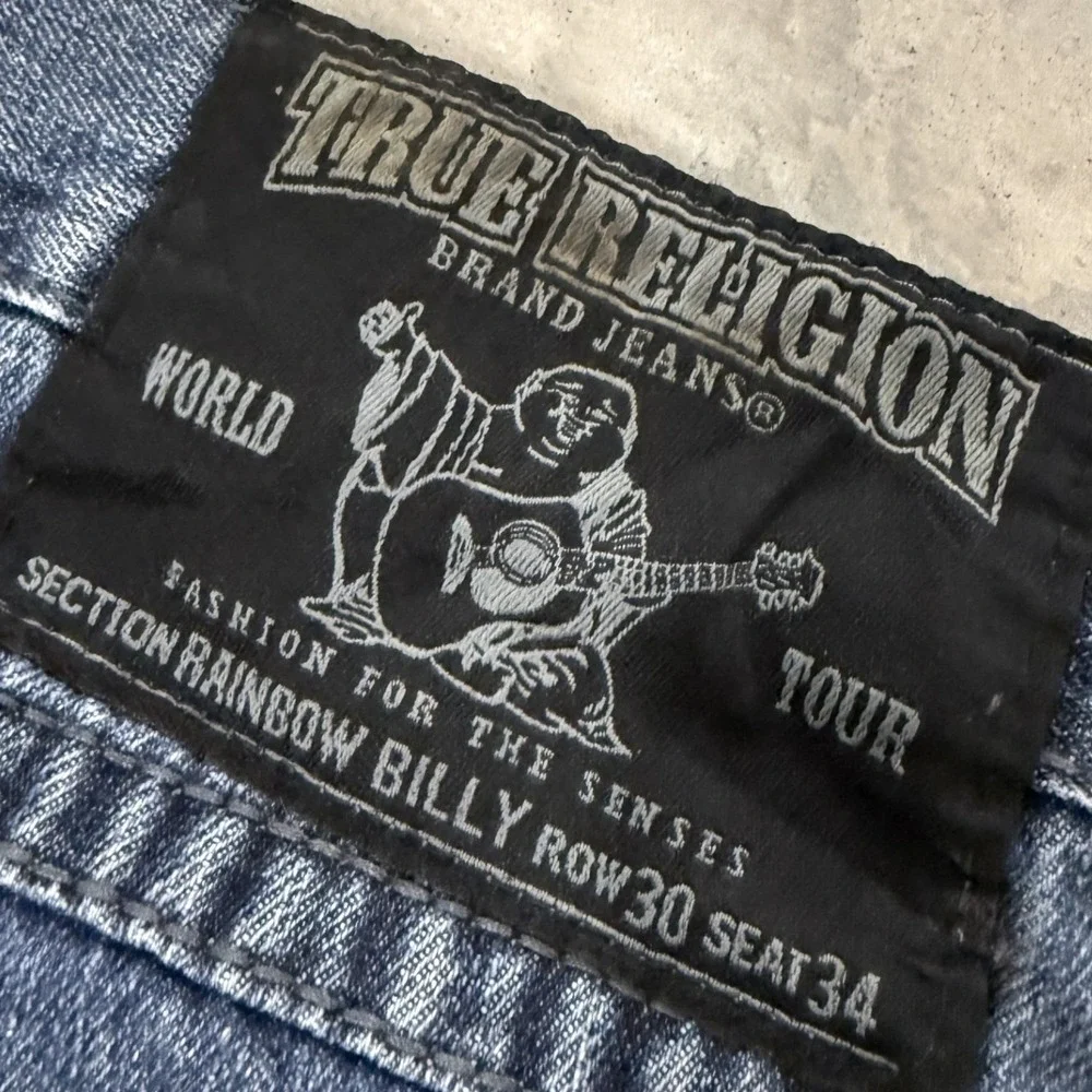 True Religion Billy Jeans Mens 30 Blue Good Studded Flap Pocket Straight Leg